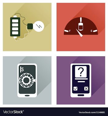 Concept of flat icons with long shadow mobile vector image