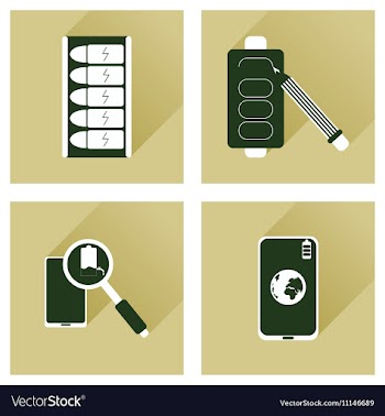 Concept of flat icons with long shadow mobile vector image