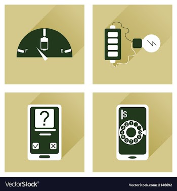 Concept of flat icons with long shadow mobile vector image