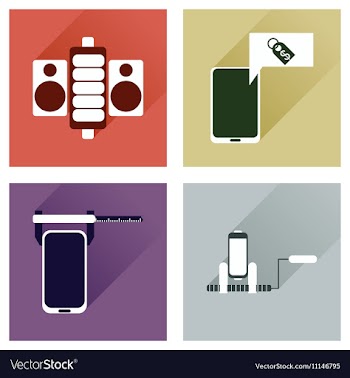 Concept of flat icons with long shadow mobile vector image