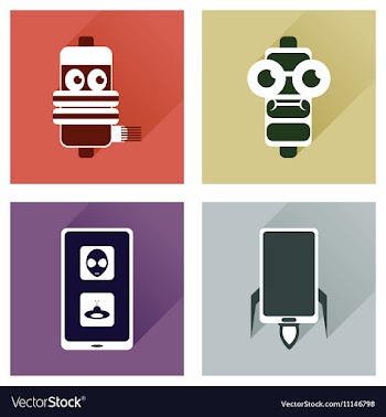 Concept of flat icons with long shadow mobile vector image