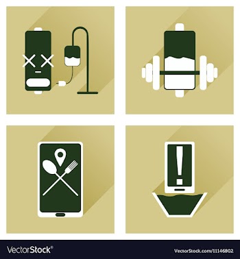 Concept of flat icons with long shadow mobile vector image