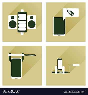 Concept of flat icons with long shadow mobile vector image
