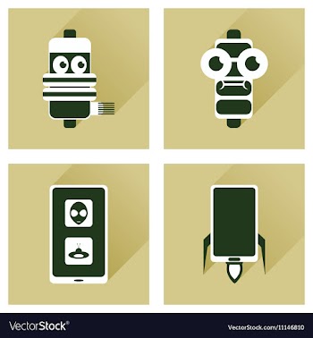 Concept of flat icons with long shadow mobile vector image