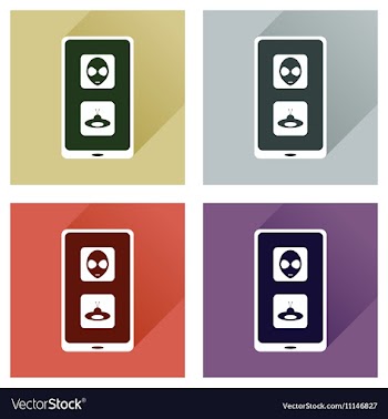 Concept of flat icons with long shadow mobile vector image