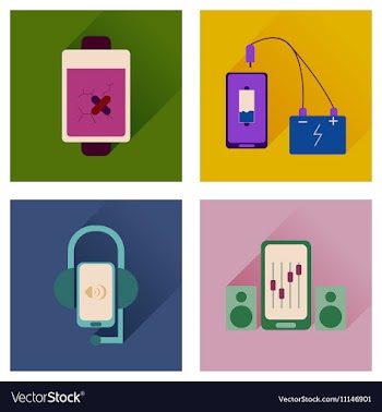 Concept of flat icons with long shadow mobile vector image