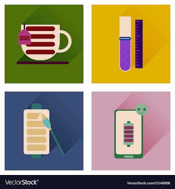 Concept of flat icons with long shadow mobile vector image