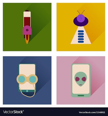 Concept of flat icons with long shadow mobile vector image