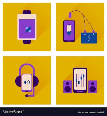 Concept of flat icons with long shadow mobile vector image