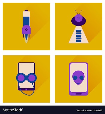 Concept of flat icons with long shadow mobile vector image