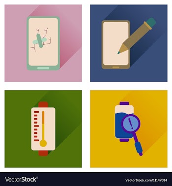 Concept of flat icons with long shadow mobile vector image