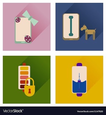 Concept of flat icons with long shadow mobile vector image