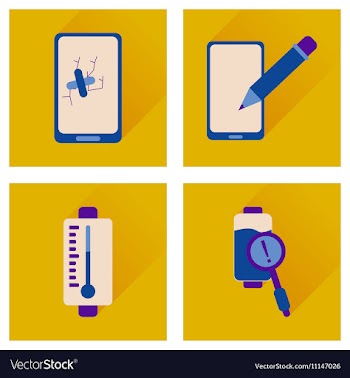 Concept of flat icons with long shadow mobile vector image