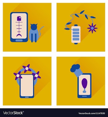 Concept of flat icons with long shadow mobile vector image