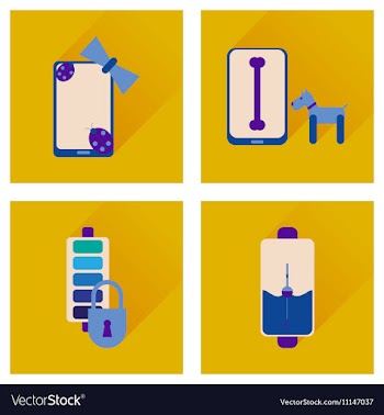 Concept of flat icons with long shadow mobile vector image