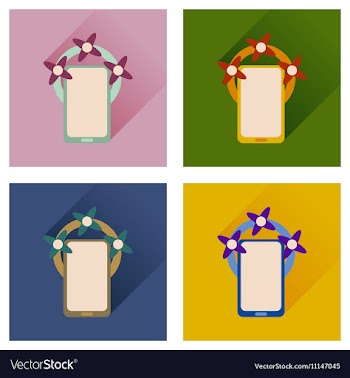 Concept of flat icons with long shadow mobile vector image