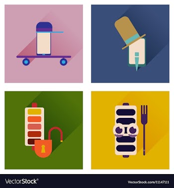 Concept of flat icons with long shadow mobile vector image