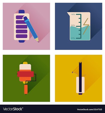 Concept of flat icons with long shadow mobile vector image