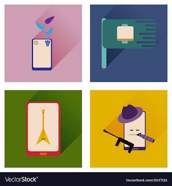 Concept of flat icons with long shadow mobile vector image