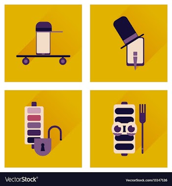 Concept of flat icons with long shadow mobile vector image