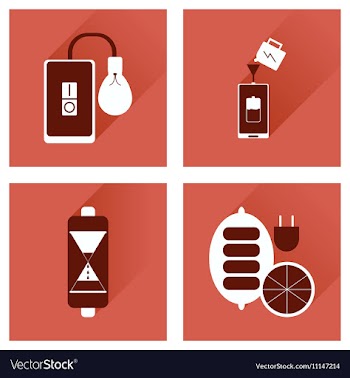 Concept of flat icons with long shadow mobile vector image