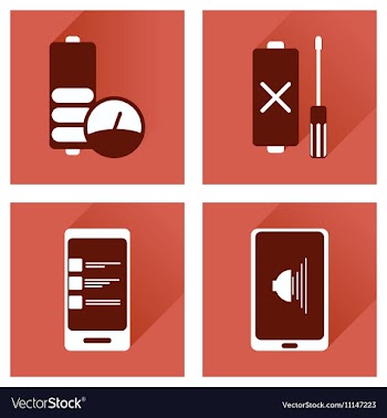 Concept of flat icons with long shadow mobile vector image