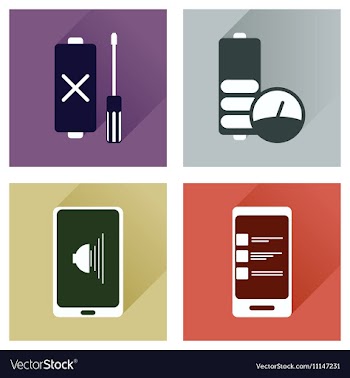 Concept of flat icons with long shadow mobile vector image