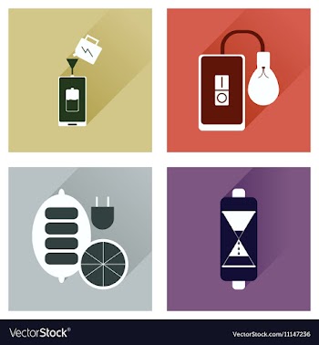 Concept of flat icons with long shadow mobile vector image