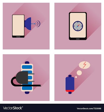 Concept of flat icons with long shadow mobile vector image