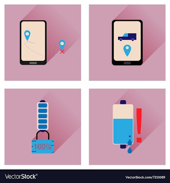Concept of flat icons with long shadow mobile vector image