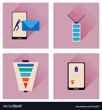Concept of flat icons with long shadow mobile vector image