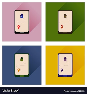 Concept of flat icons with long shadow mobile vector image