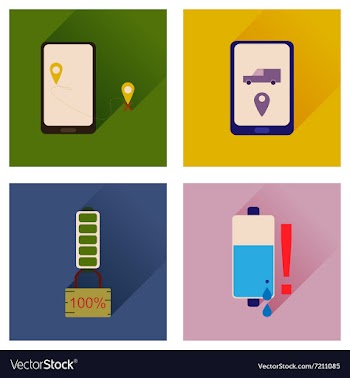 Concept of flat icons with long shadow mobile vector image