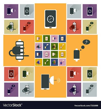 Concept of flat icons with long shadow mobile vector image