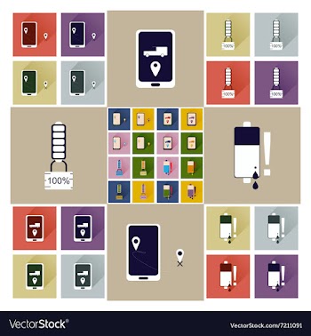 Concept of flat icons with long shadow mobile vector image