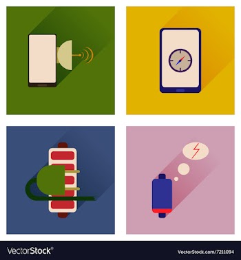 Concept of flat icons with long shadow mobile vector image