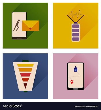 Concept of flat icons with long shadow mobile vector image