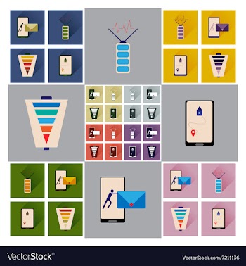 Concept of flat icons with long shadow mobile vector image