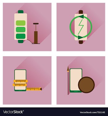 Concept of flat icons with long shadow mobile vector image