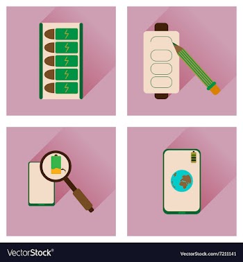 Concept of flat icons with long shadow mobile vector image