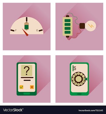 Concept of flat icons with long shadow mobile vector image
