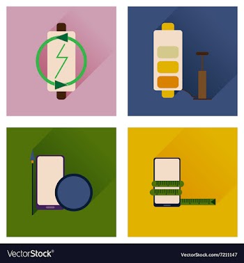 Concept of flat icons with long shadow mobile vector image