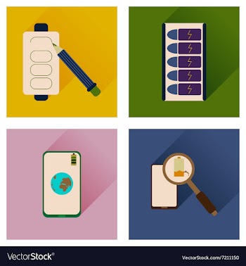 Concept of flat icons with long shadow mobile vector image