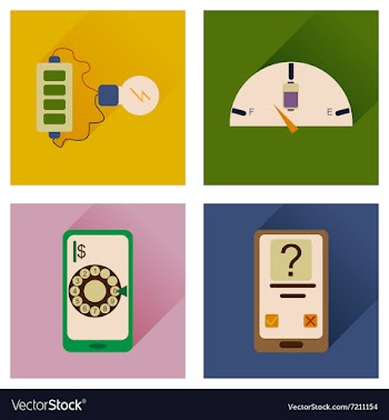 Concept of flat icons with long shadow mobile vector image