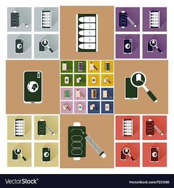 Concept of flat icons with long shadow mobile vector image