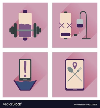 Concept of flat icons with long shadow mobile vector image