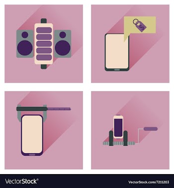 Concept of flat icons with long shadow mobile vector image