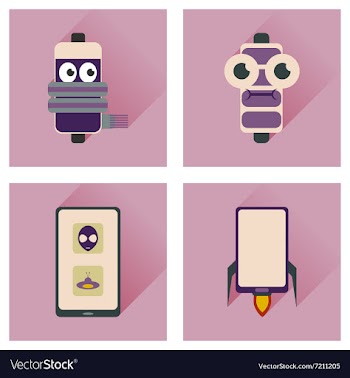 Concept of flat icons with long shadow mobile vector image