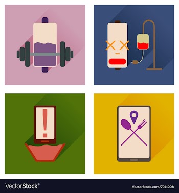 Concept of flat icons with long shadow mobile vector image