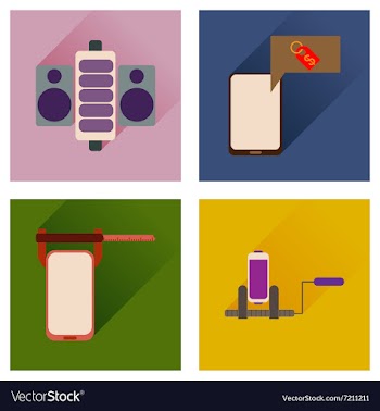 Concept of flat icons with long shadow mobile vector image